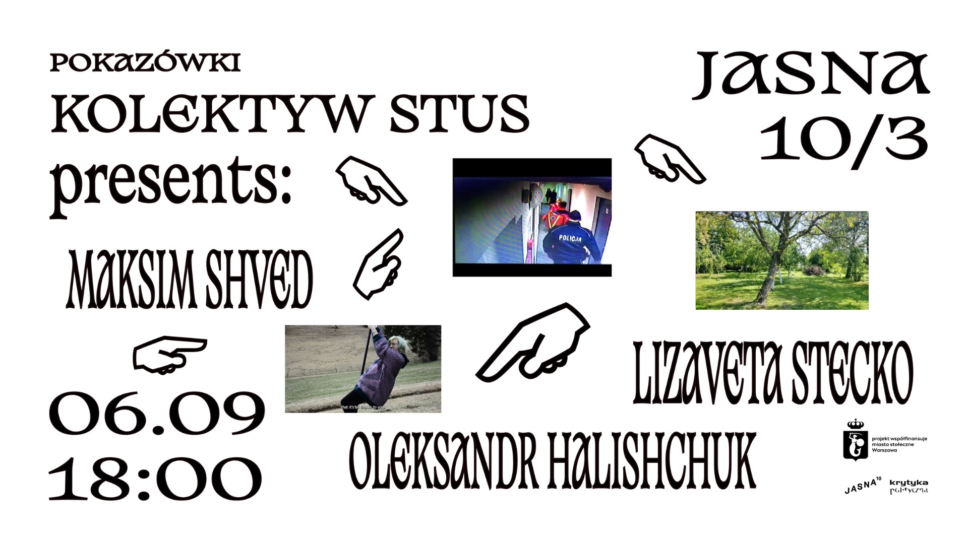 grafika informacyjna, nazwiska i logotypy