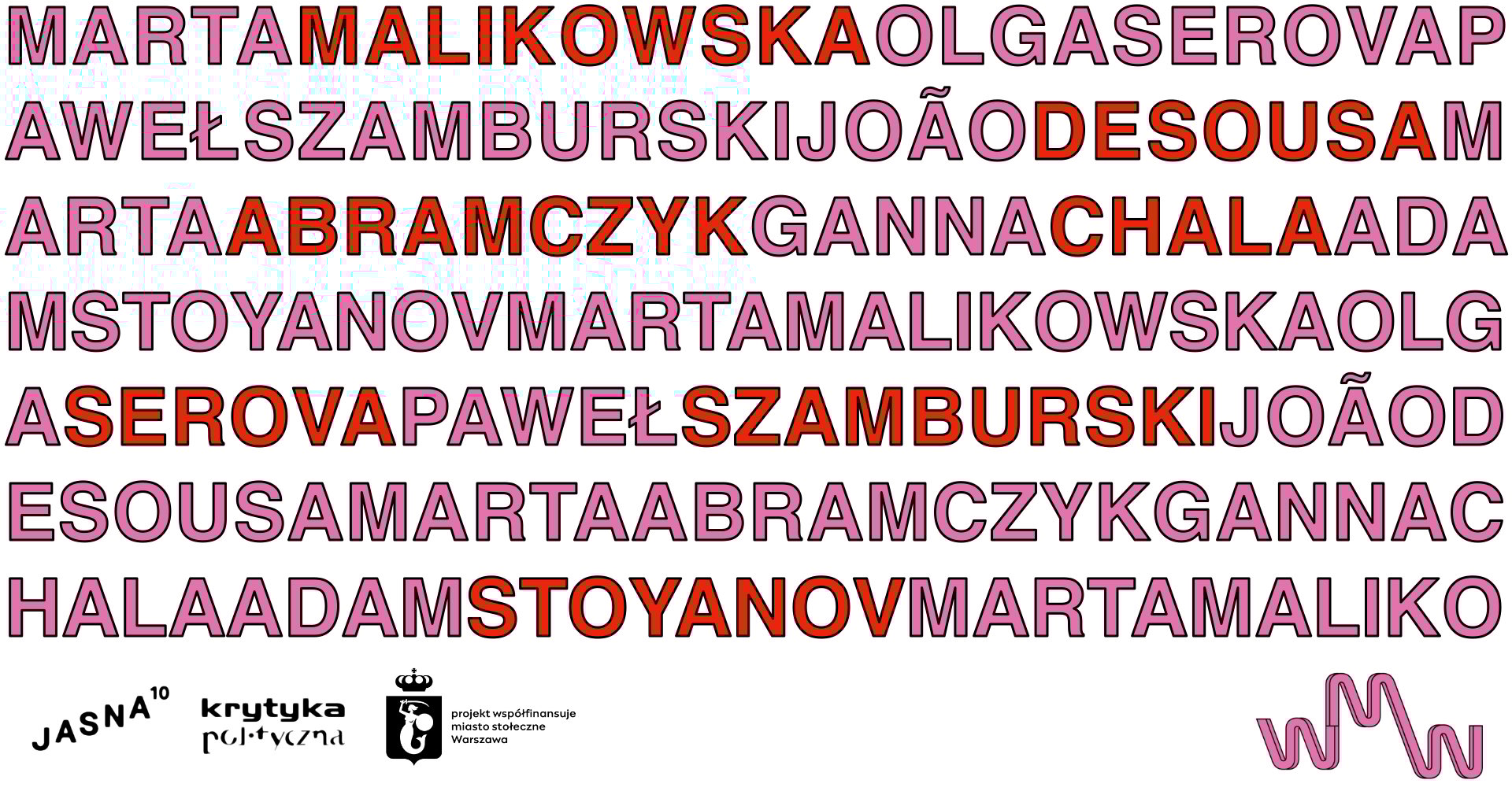 grafika informacyjna z nazwiskami artystów i logotypami