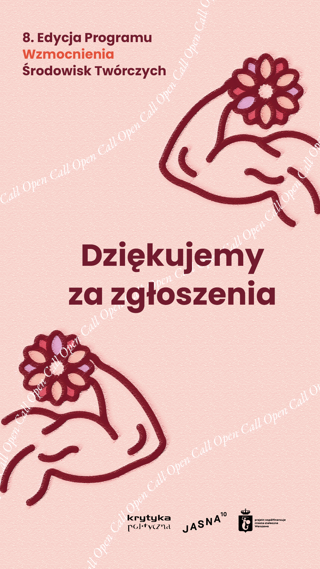grafika informacyjna z napisem "Dziękujemy za zgłoszenia"